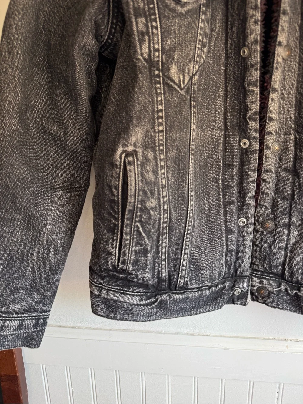Levi’s Sherpa‎ lined Denim Jacket Fresh Leaves Black Medium Justin Timberlake